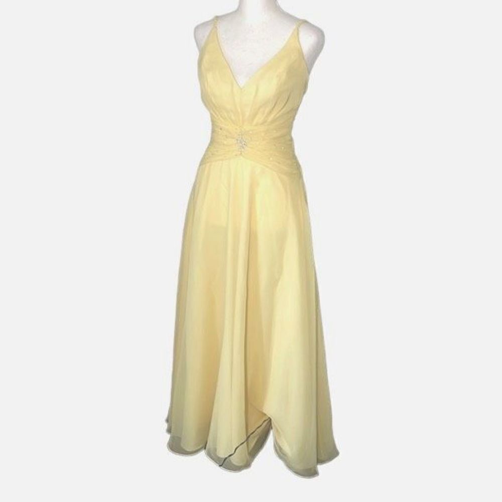 Bonny Womens Formal Prom Dress Beaded Evening Gown Yellow Size 2 New